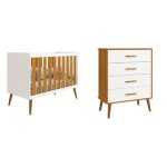 Quarto De Bebê Completo Com Cômoda 4 Gavetas E Berço Isis Branco/savana - Imagem 2