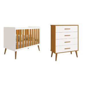 Quarto De Bebê Completo Com Cômoda 4 Gavetas E Berço Isis Branco/savana - Imagem 2