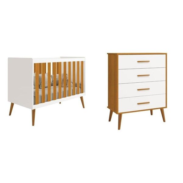 Quarto De Bebê Completo Com Cômoda 4 Gavetas E Berço Isis Branco/savana - Imagem 1