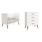 Quarto De Bebê Completo Com Cômoda 4 Gavetas E Berço Isis Branco - Imagem 2