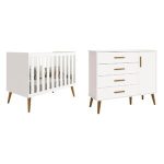 Quarto De Bebê Completo Com Cômoda Sapateira 4 Gavetas 1 Porta E Berço Isis Branco - Imagem 2