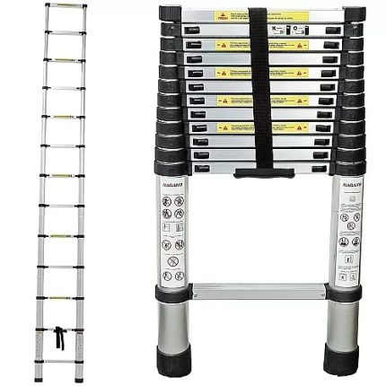 Escada Alumínio Telescópica 3.8 m 13 Degraus – Multifuncional – Nagano