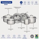 Jogo de Panelas Tramontina Solar em Aço Inox com Fundo Triplo e Tampas de Inox 6 Peças - Imagem 3