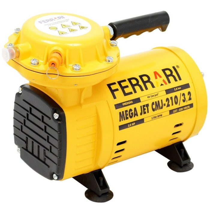 Compressor de Ar Direto Mega Jet Air 1/2HP 3,2 Pés com Kit de Pintura 110/220V Ferrari - Imagem 3