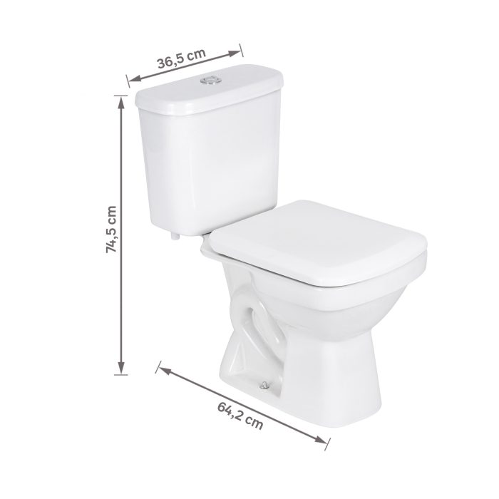 Kit Vaso Sanitário com Caixa Acoplada e Assento Branco Duplo Acionamento 3/6L Saída Vertical Lirio Fiori - Imagem 6