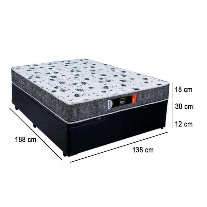 Cama Box Baú Casal + Colchão Ortopédico Resistente Pró D28 Prime Colchões 138x188x60 Preto - Imagem 2