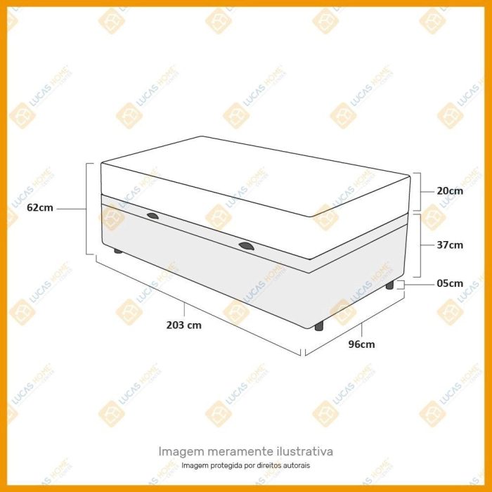 Cama Box Baú Solteiro King Preta + Colchão Molas Ensacadas – Probel – Eclipse Springs 96x203x62cm - Imagem 4