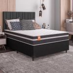 Cama Box Casal Colchão Molas Qatar 138x188x60cm Branco  Preto – Suporta até 200Kg Por Pessoa - Imagem 2
