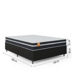 Cama Box Casal Colchão Molas Qatar 138x188x60cm Branco  Preto – Suporta até 200Kg Por Pessoa - Imagem 4