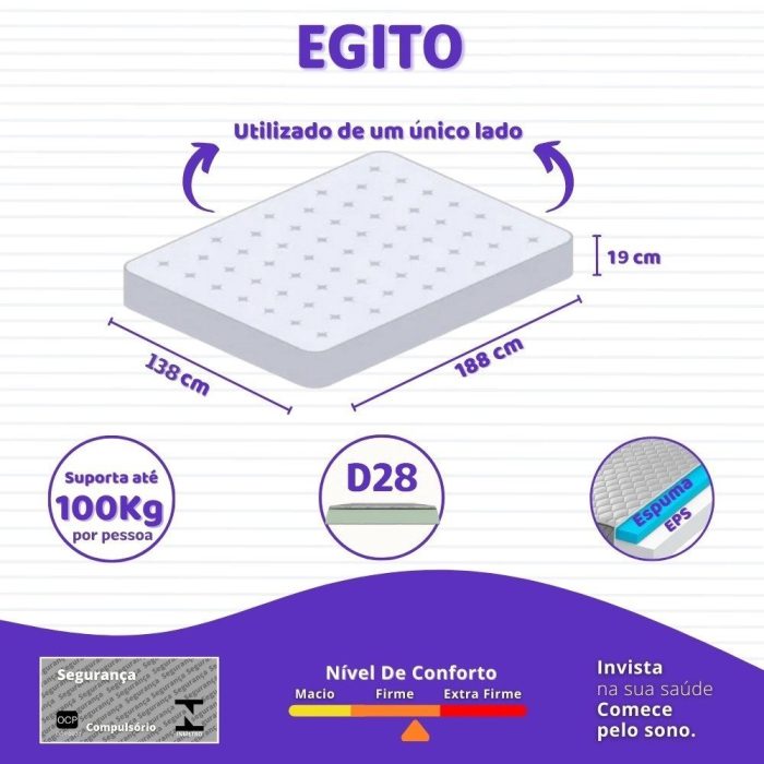 Cama Box Casal + Colchão Portobel Egito Ortopédico D28 59x138x188 - Imagem 5
