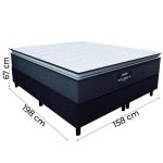 Cama Box Casal Queen Colchão Molas Ensacadas Pillow Top Maximus 158x198x67cm Cinza / Preto Gazin – Suporta até 120Kg por Pessoa - Imagem 3