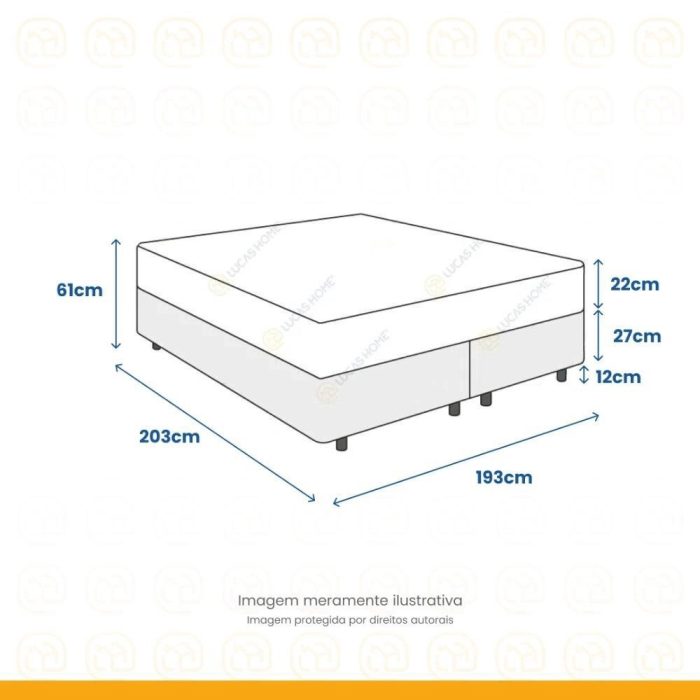 Cama Box + Colchão Super King Classic Molas Ensacadas 193x203x61cm - Imagem 2