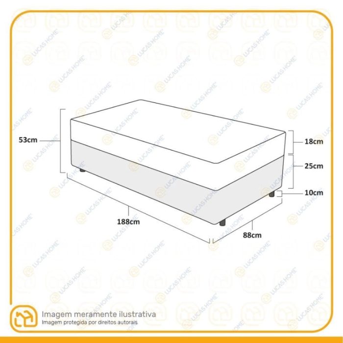 Cama Box + Colchão de Solteiro Ortobom D45 Iso 150 88x188x53cm - Imagem 2