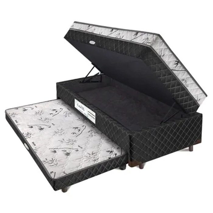 Cama Box Solteiro Carol Com Cama Auxiliar E Baú Light Spuma - Imagem 2