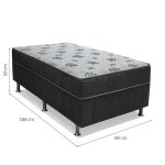 Cama Box Solteiro Conjugada Dream Molas Nanolastic (43x88x188) Cinza - Imagem 2