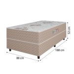 Cama Box Solteiro Conjugada Ortopédico Alpha Espuma 88x188x52cm Bege  Branco Hellen - Imagem 3