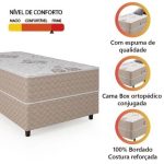 Cama Box Solteiro Conjugada Ortopédico Alpha Espuma 88x188x52cm Bege  Branco Hellen - Imagem 4