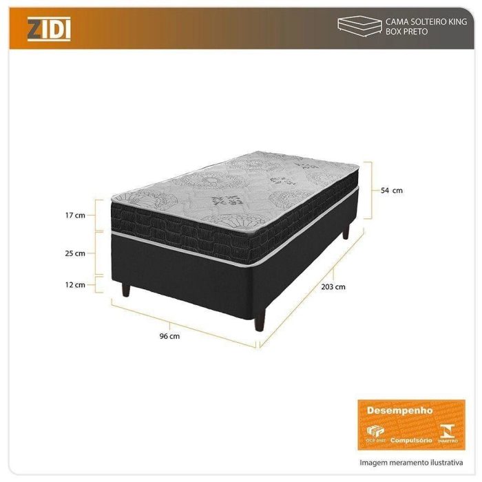 Cama Box Solteiro King Preto + Colchão San Francisco 96cm - Imagem 4