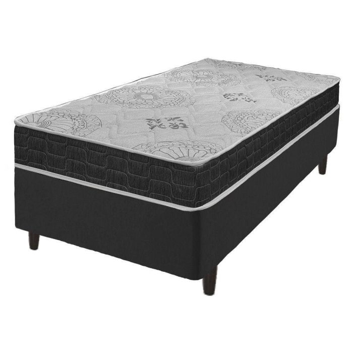Cama Box Solteiro King Preto + Colchão San Francisco 96cm - Imagem 1