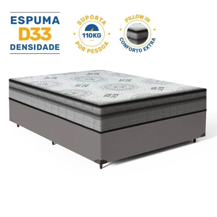 Cama Box com Colchão Espuma D33 Pillow In Anjos Ortosleep Viúva 128x188x57cm - Imagem 2