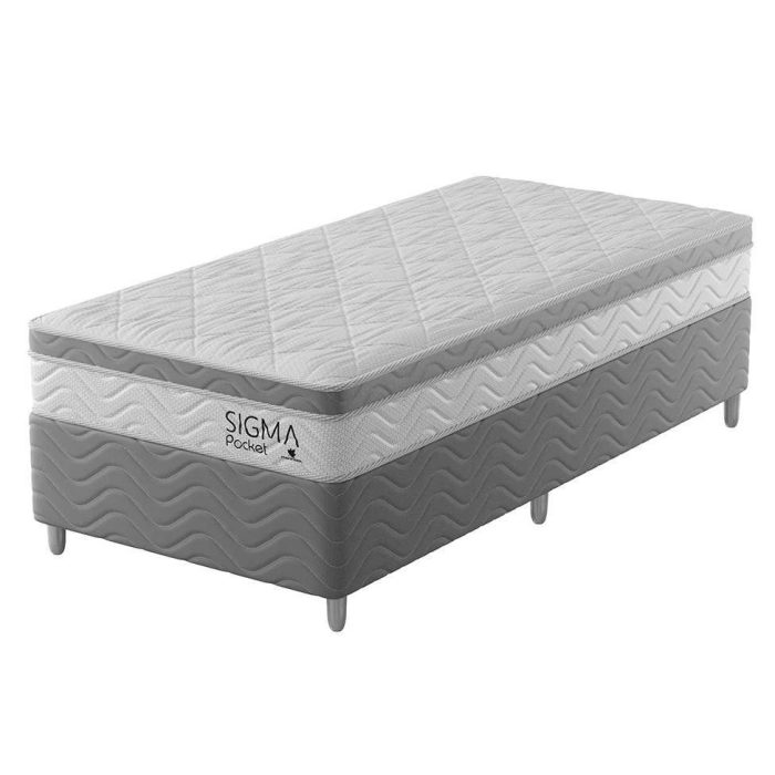 Cama Box com Colchão Solteirão Sigma Molas Ensacadas (22x108x198) Branco e Cinza - Imagem 2