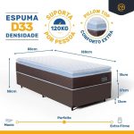 Cama Box com Colchão de Espuma D33 Pillow Top Comfort Luxo Solteiro 88cm - Imagem 4