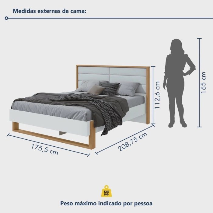 Cama Queen 160cm com LED Freetown Móveis Lopas - Imagem 4