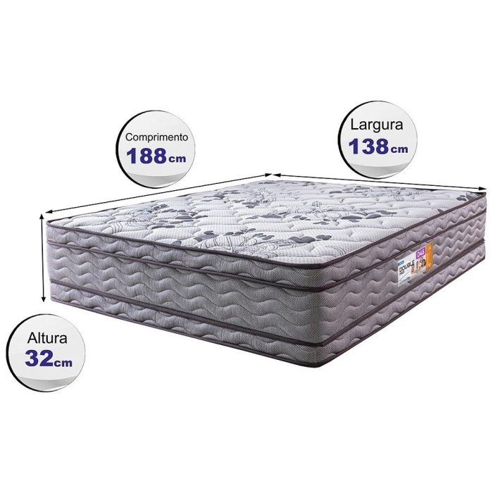 Colchão Casal Ortopédico 138x188x32 Double Face Espuma D45 Cinza - Imagem 3