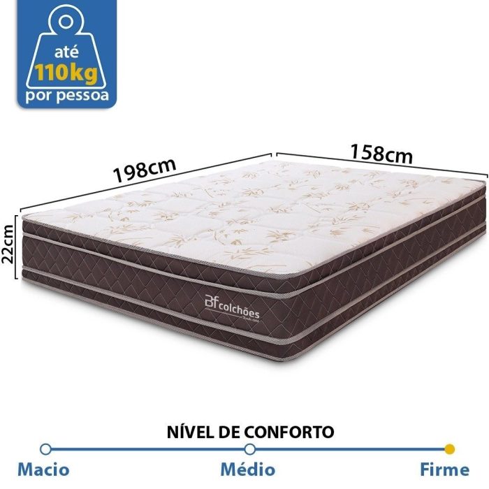 Colchão Queen 100% Espuma Dupla Face Antialérgico 158x198x22cm bf Colchões - Imagem 3