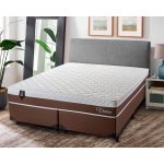 Conjunto Cama Box King Size Venice 193x203x60 MarromBranco cMolas Ensacadas