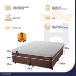 Conjunto Cama Box King Size Venice 193x203x60 MarromBranco cMolas Ensacadas - Imagem 5