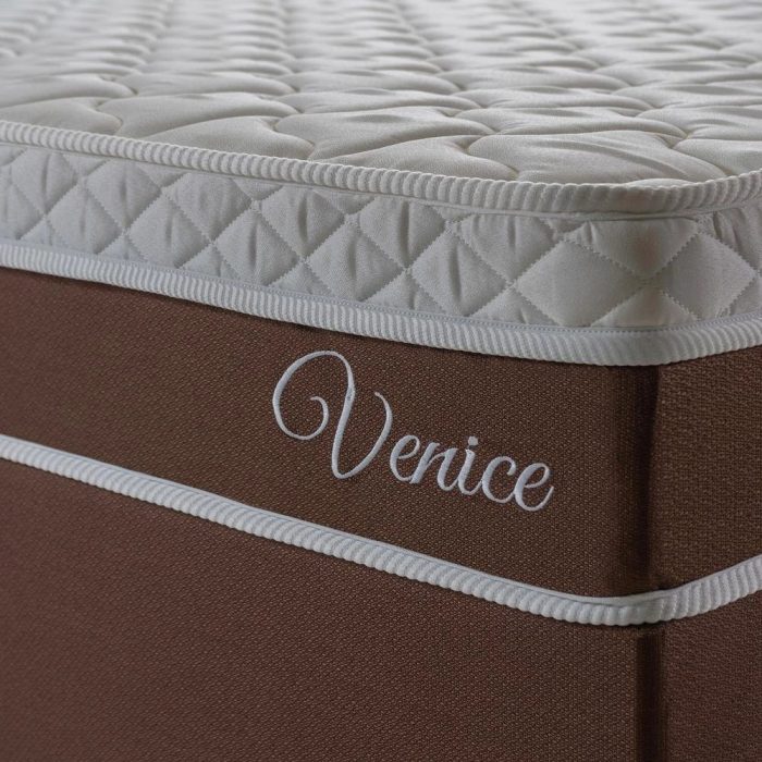 Conjunto Cama Box King Size Venice 193x203x60 MarromBranco cMolas Ensacadas - Imagem 6