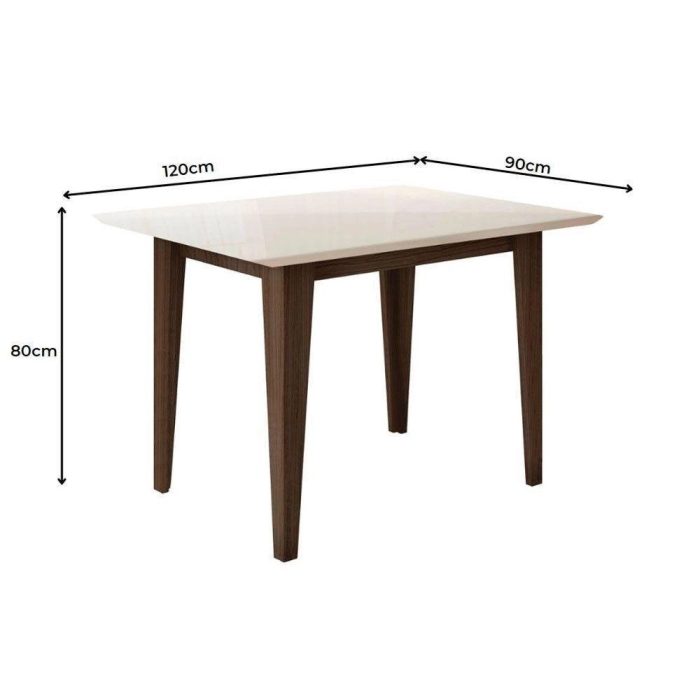 Conjunto Sala De Jantar Retangular Mesa Kate 120cm E 04 Cadeiras Josi Amêndoa Com Off White - Imagem 2