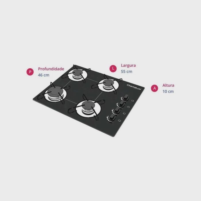 Cooktop 4 Bocas Chamalux Automático Preto Plus 599 Bivolt - Imagem 2
