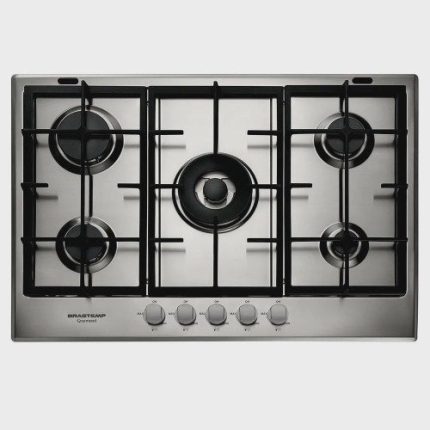 Cooktop 5 bocas Brastemp Gourmand Inox com duplachama e trempe com ferro fundido – BDK75DR