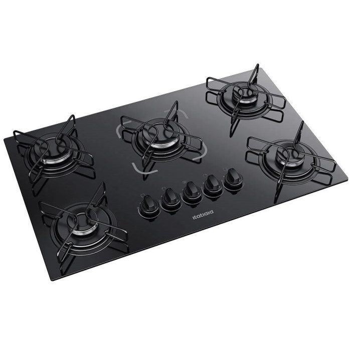 Cooktop a Gás 5 Bocas Itatiaia Essencial, Mesa de Vidro Temperado, Preto, Bivolt - Imagem 2