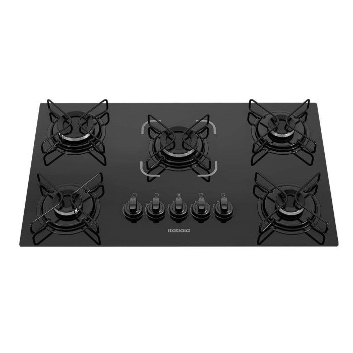Cooktop a Gás 5 Bocas Itatiaia Essencial, Mesa de Vidro Temperado, Preto, Bivolt - Imagem 1