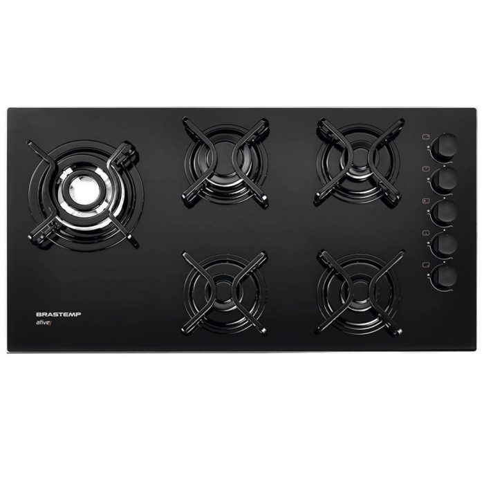 Cooktop com 5 Bocas Mega Chama Mesa em Vidro BDD85AE Brastemp - Imagem 1