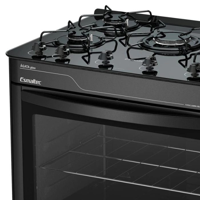 Fogão Ágata Glass 5 Bocas, Preto, Acendimento automático – Esmaltec - Imagem 2