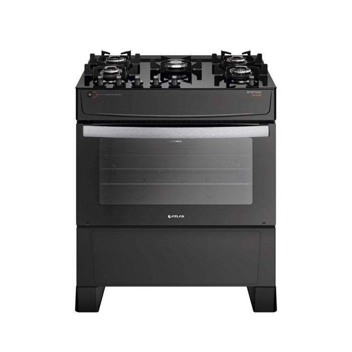 Fogão Atlas 5 Bocas preto Atenas Glass com Acendimento automático – Bivolt - Imagem 2