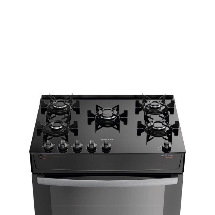 Fogão Atlas 5 Bocas preto Atenas Glass com Acendimento automático – Bivolt - Imagem 3