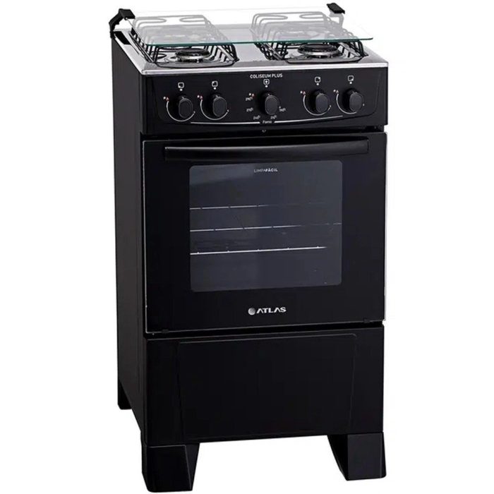 Fogão Atlas Coliseum Plus 4 Bocas Acendimento Manual Mesa de Inox Forno 50L - Imagem 1