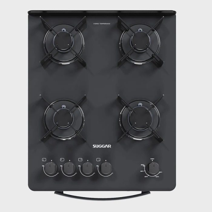 Fogão de Piso Suggar 4 Bocas Mesa de Vidro Neo Max Preto – Bivolt - Imagem 4