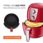 Fritadeira Elétrica Air Fryer Pratic Inox Red 3,2L Mondial AF-34-R 1270W Vermelho – 110v - Imagem 2