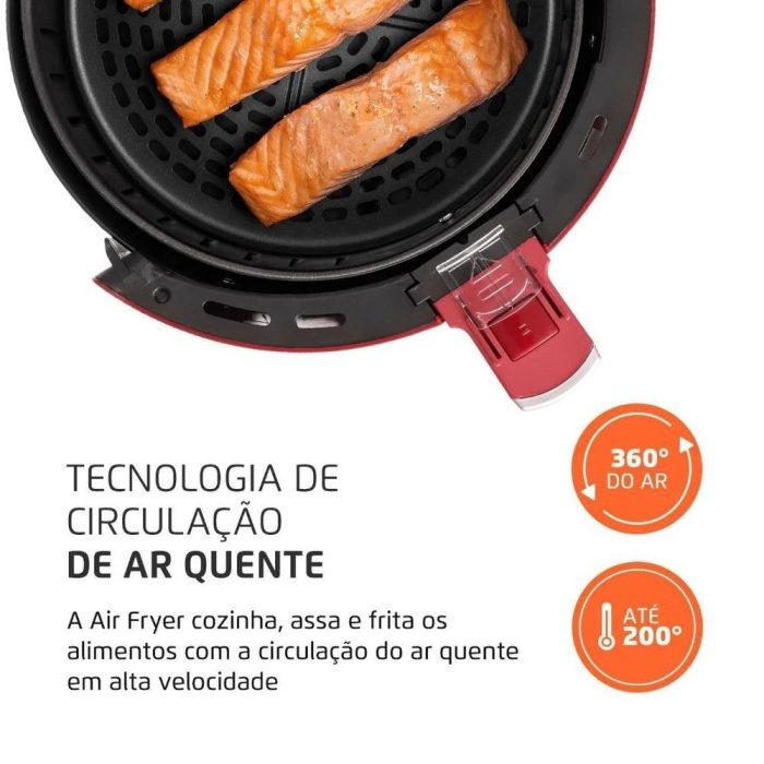 Fritadeira Elétrica Air Fryer Pratic Inox Red 3,2L Mondial AF-34-R 1270W Vermelho – 110v - Imagem 4