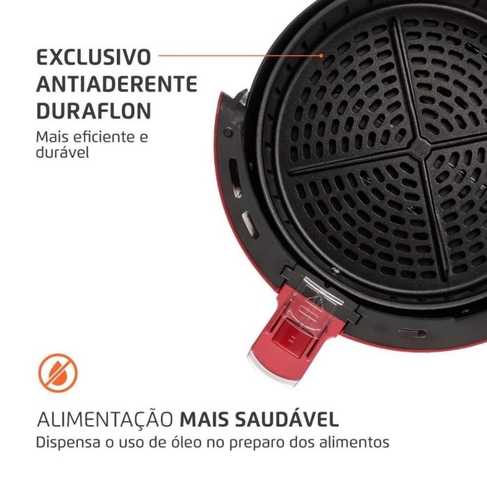 Fritadeira Elétrica Air Fryer Pratic Inox Red 3,2L Mondial AF-34-R 1270W Vermelho – 110v - Imagem 5