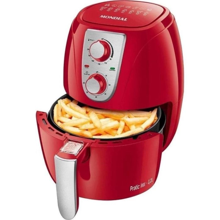 Fritadeira Elétrica Air Fryer Pratic Inox Red 3,2L Mondial AF-34-R 1270W Vermelho – 110v - Imagem 1