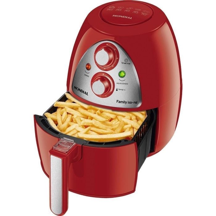 Fritadeira Elétrica Sem Óleo – Air Fryer Mondial AF-14 Inox 4L Vermelha com Timer – 220v - Imagem 1