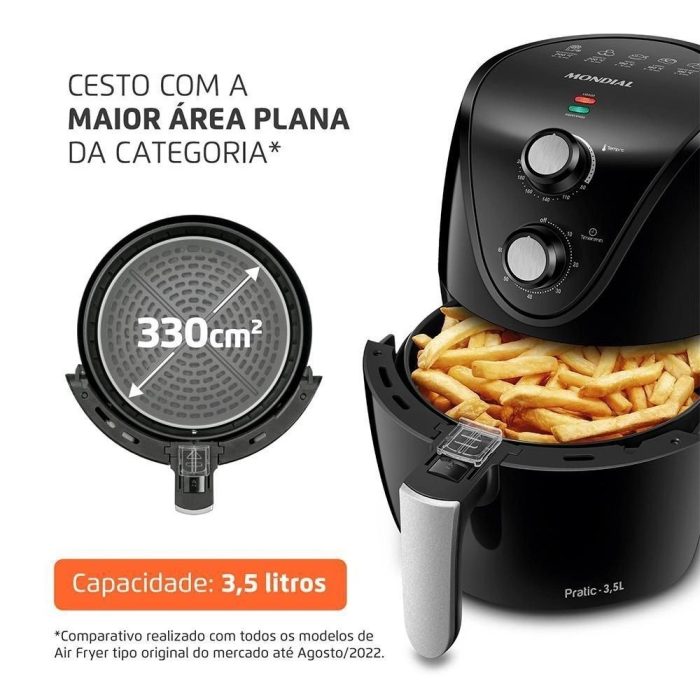Fritadeira Elétrica sem Óleo Air Fryer Mondial AF-31 New Pratic 3,5L Preta com Timer - Imagem 2