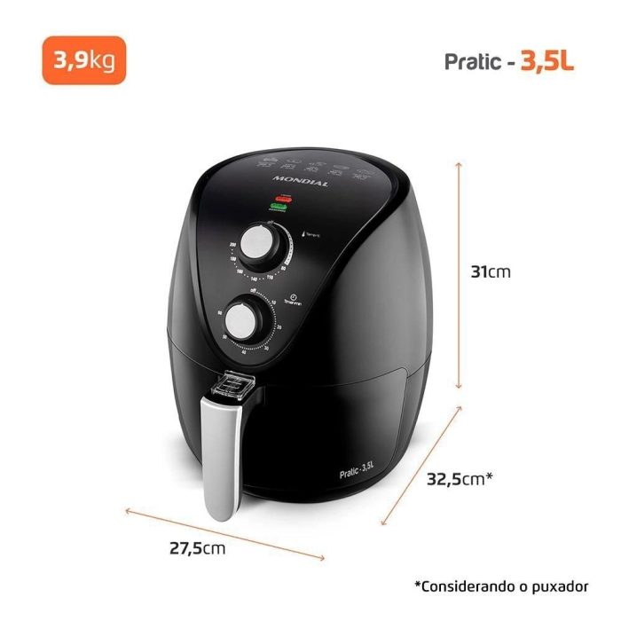 Fritadeira Elétrica sem Óleo Air Fryer Mondial AF-31 New Pratic 3,5L Preta com Timer - Imagem 7